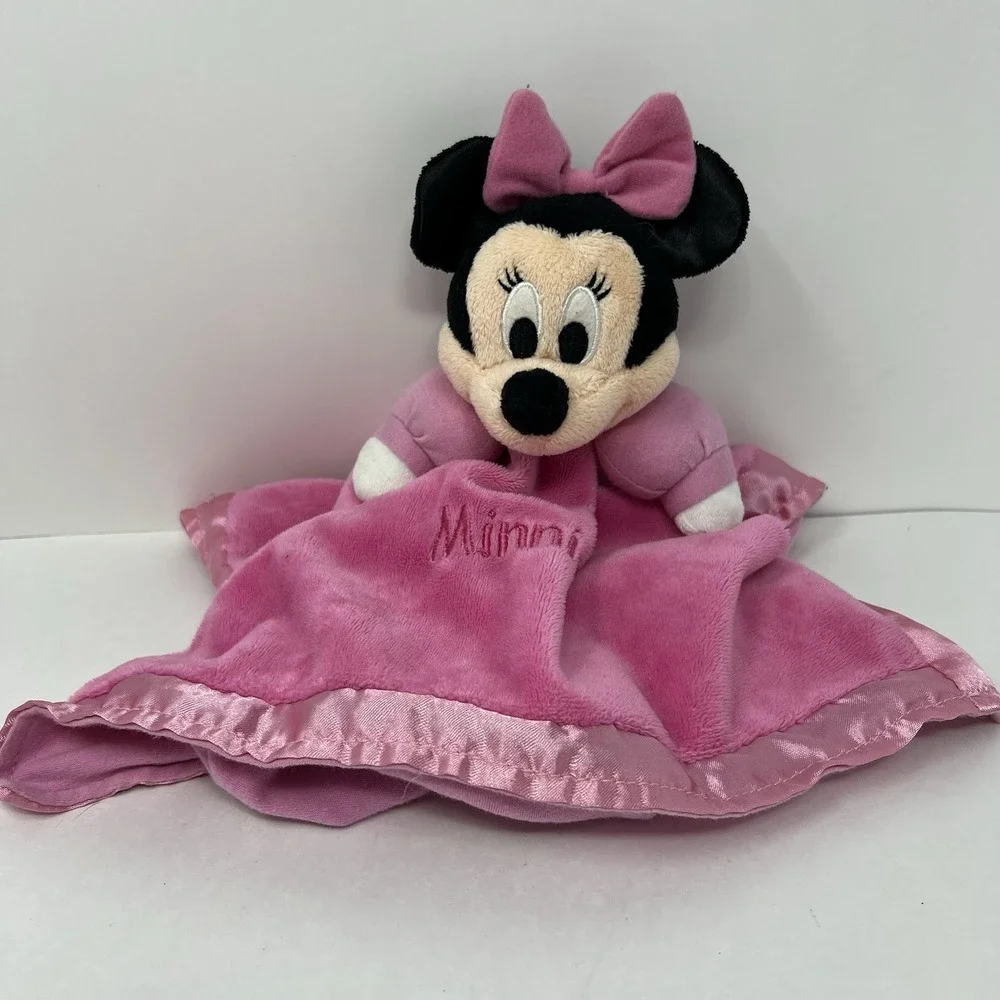 Disney Security Blanket 13x13 Pink Minnie Mouse Rattle Crinkle
